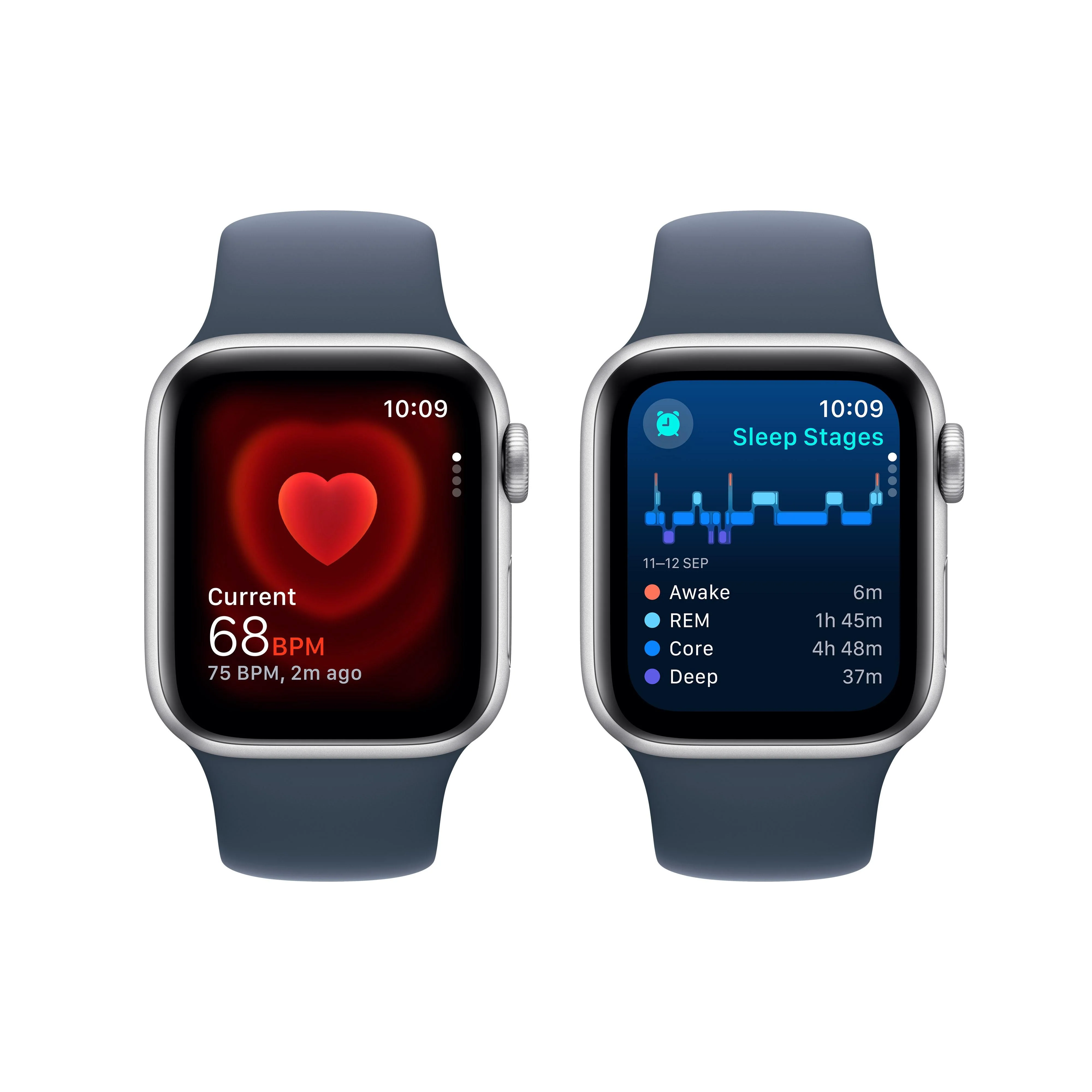 Apple Watch SE GPS 40mm Silver Aluminium Case with Storm Blue Sport Band - M/L - Image 5