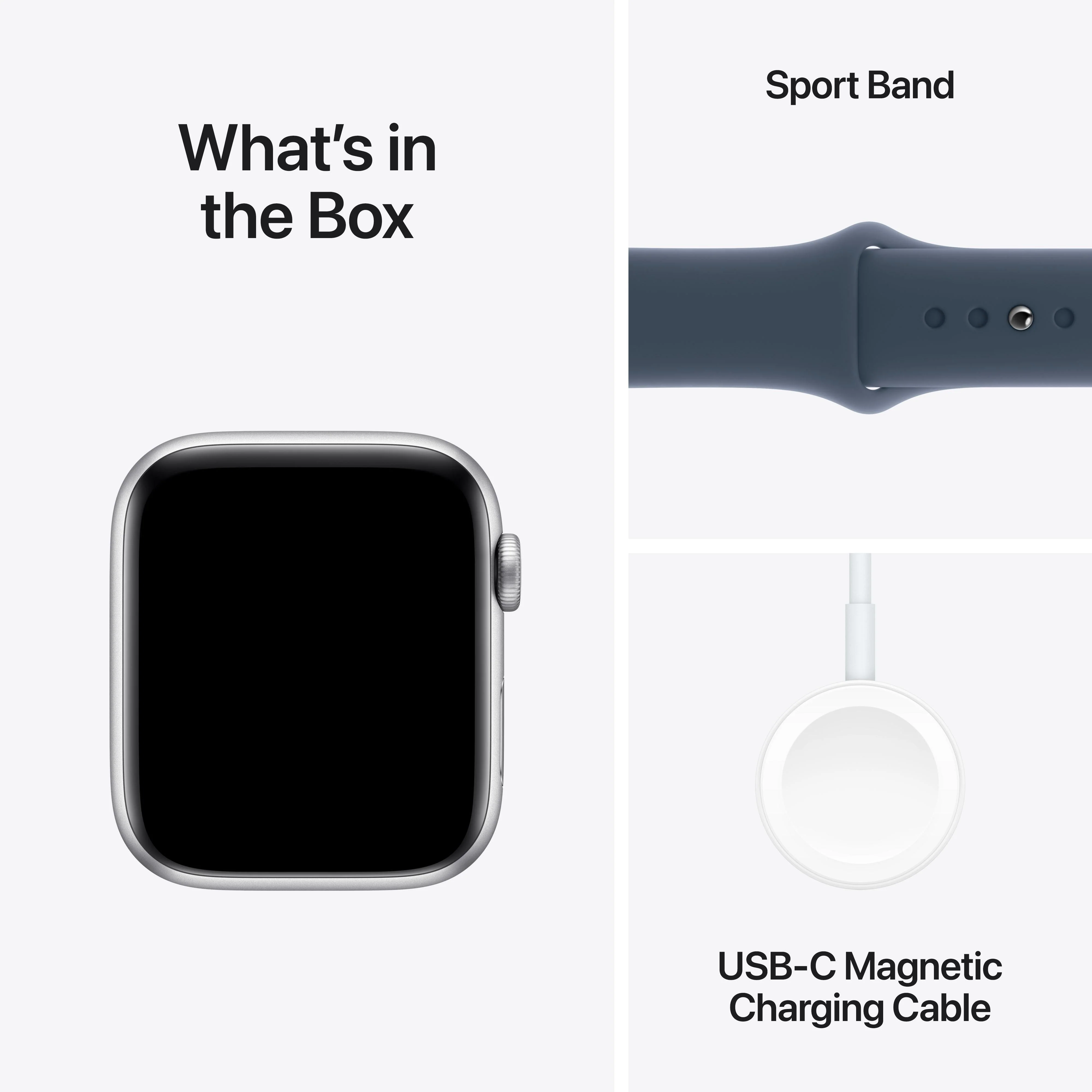 Apple Watch SE GPS 44mm Silver Aluminium Case with Storm Blue Sport Band - M/L - Image 8