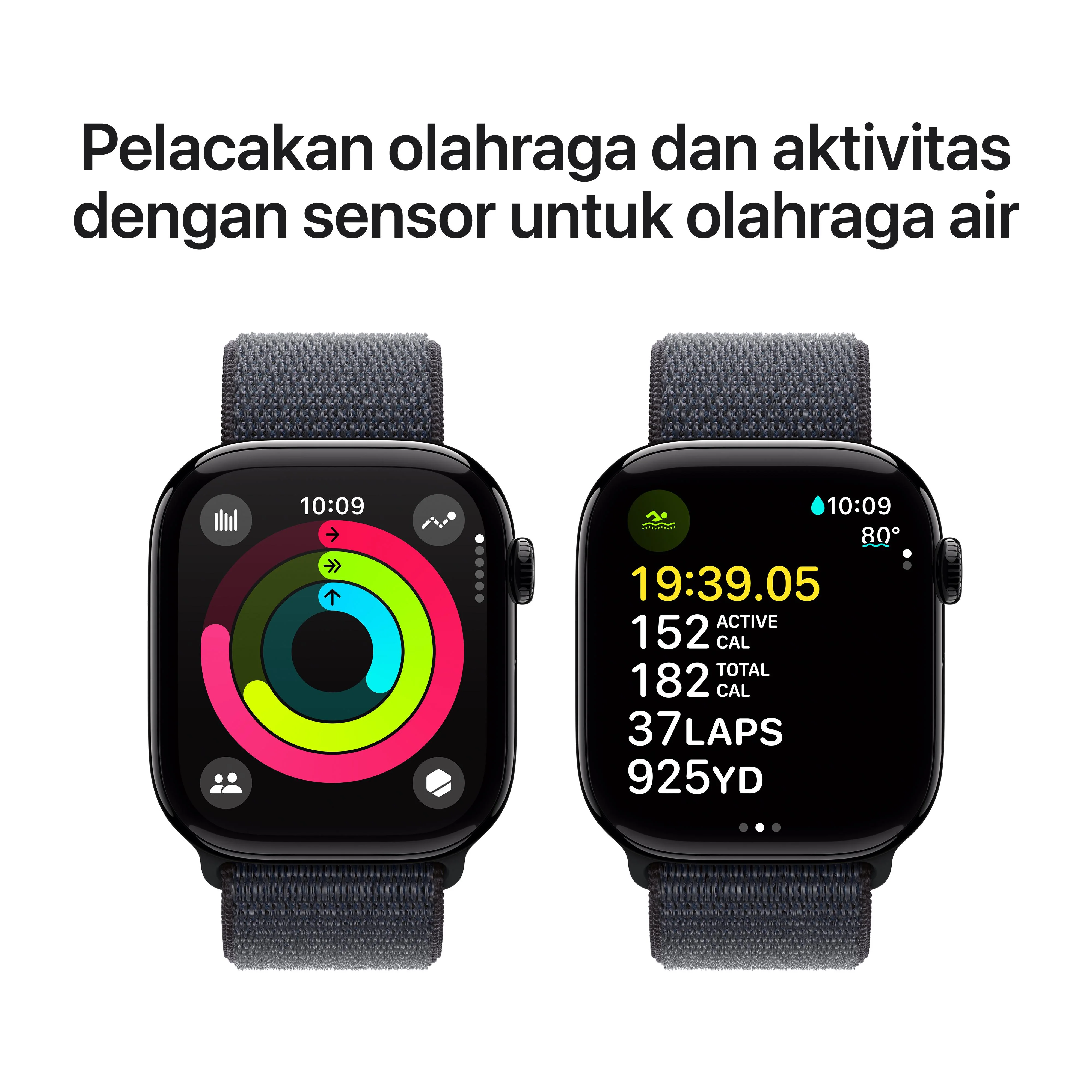 Apple Watch Series 10 GPS 46mm Jet Black Aluminium Case with Ink Sport Loop - Image 4