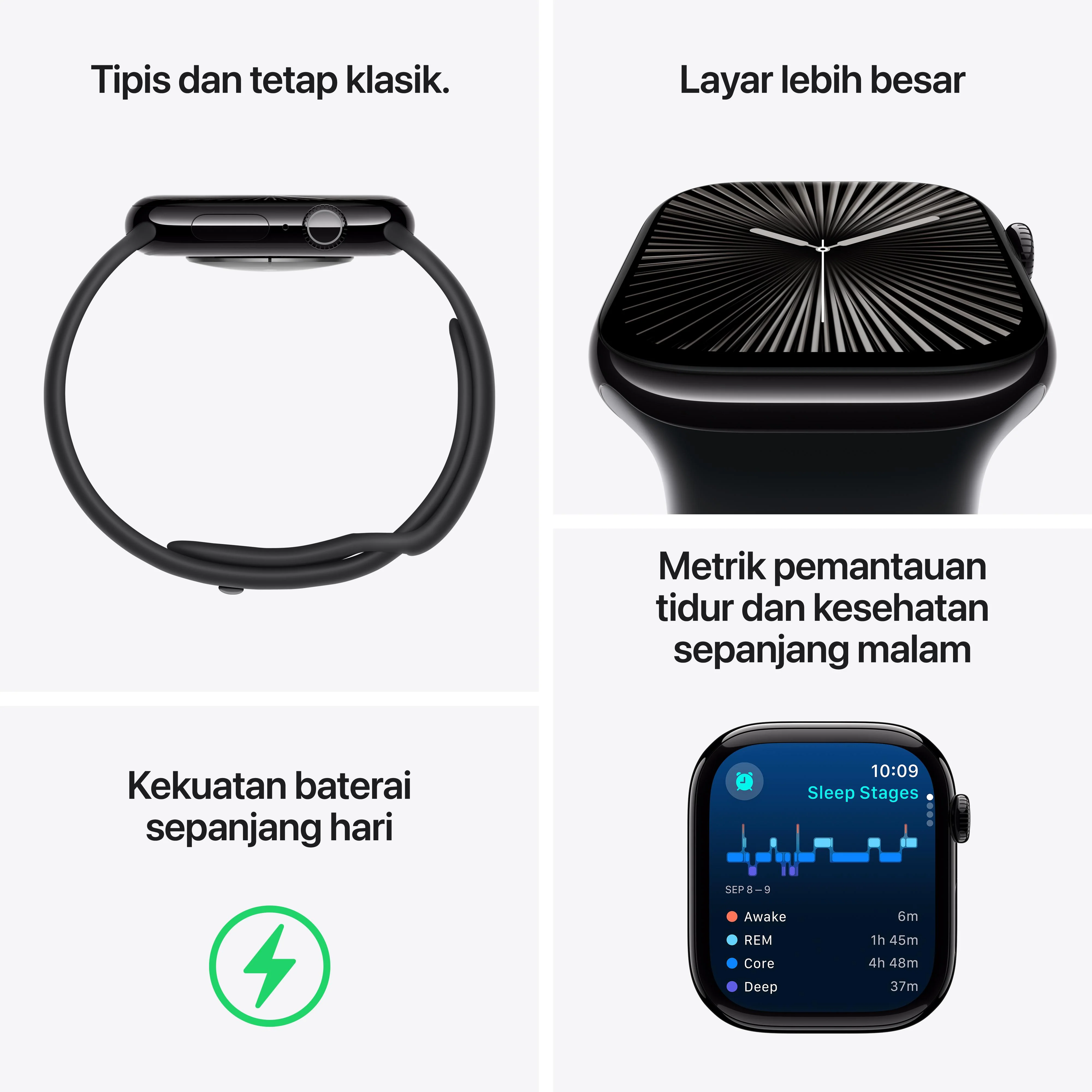 Apple Watch Series 10 GPS 46mm Silver Aluminium Case with Denim Sport Band - S/M - Image 3